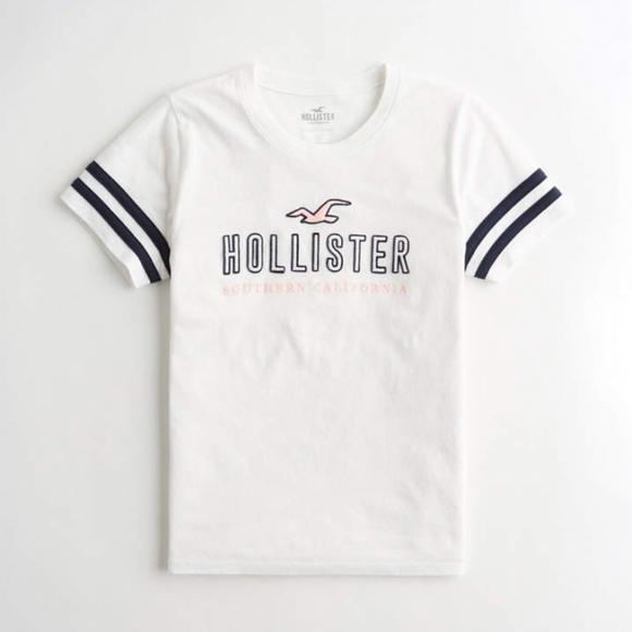 Hollister Tops - Hollister Sleeve-Stripe Logo Graphic Tee